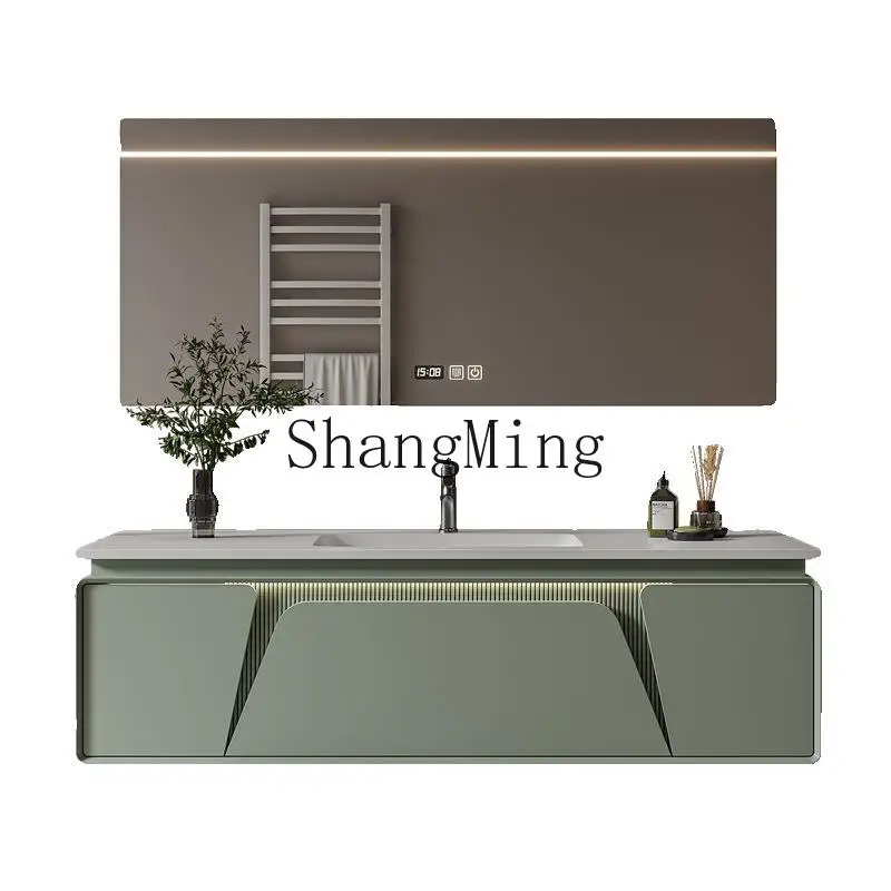 

SM light luxury high-end rock slab bathroom cabinet combination ceramic simple washbasin toilet washstand