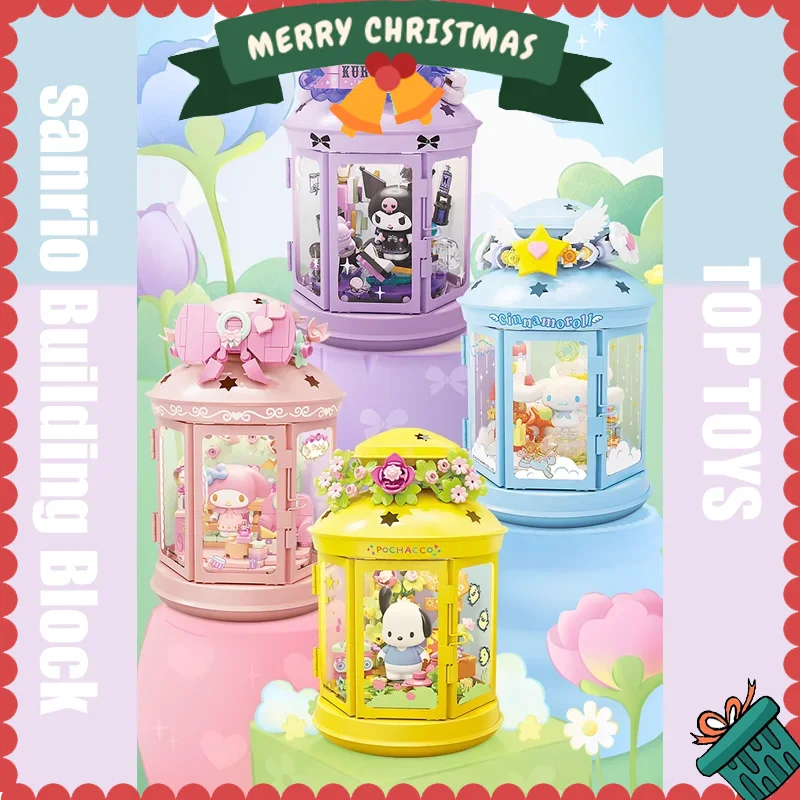 

New Sanrio Chinese Building Blocks Anime Kuromi Pochacco My Melody DIY Candlestick Toys Assembly Building Blocks Kids Xmas Gifts