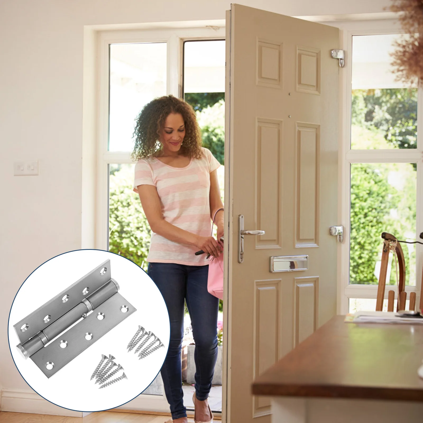 

1 Set Heavy Duty Stainless Steel Thickened Cabinet Hinges 180 Degree Rotation Self Closing Door Hinge For Furniture Wood Box