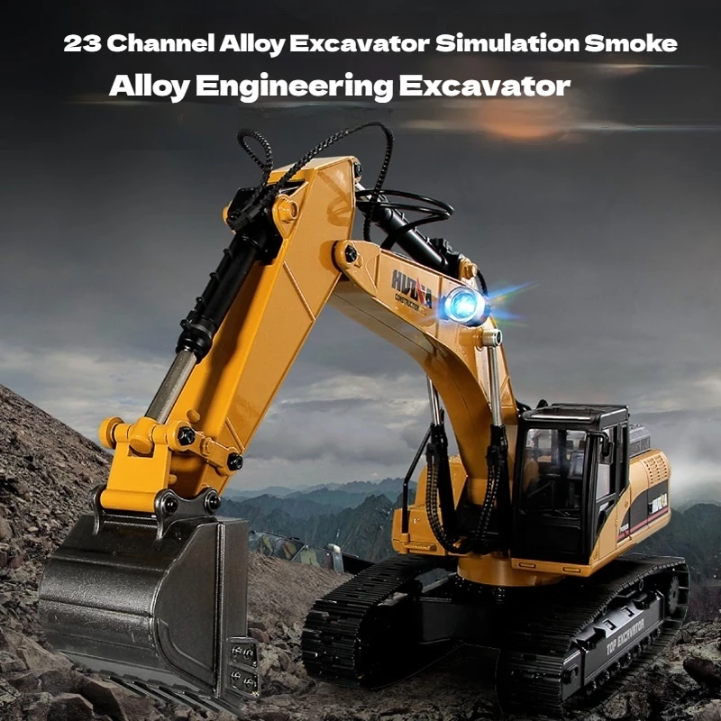 

In Stock Huina Engineering Car Metal Hydraulic Excavator Model Remote Control Car Screw Hooker Alloy Crawler Excavator Toys