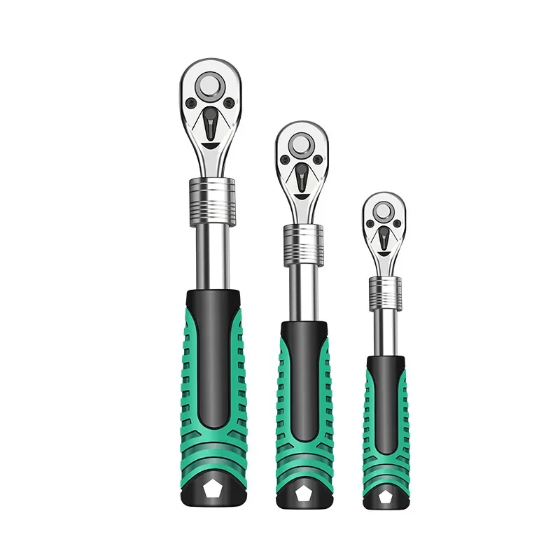 Telescopic ratchet socket wrench kit 72 tooth socket wrench 1/4 3/8 1/2 inch drive rotating ratchet reversible drive manual tool