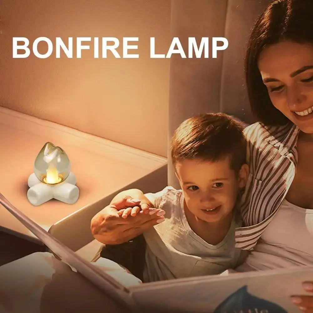 

Realistic Effect Bedroom Table Lamps LED Bulb Mood Lighting Camp Shaped Light Energy Saving Dimmable Bedside Table Lamp