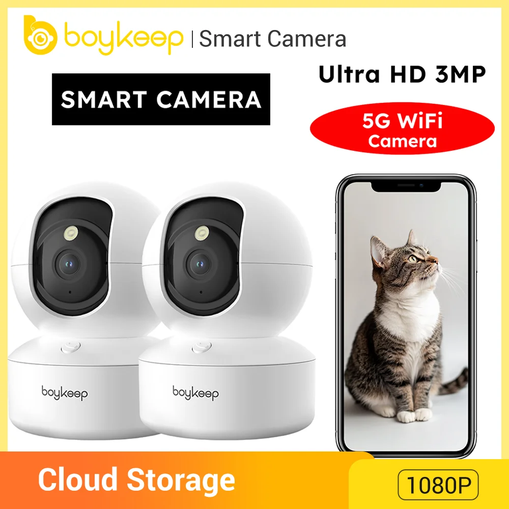 

BoyKeep 2 шт., обновленная камера для домашних животных и детей, захват движения 5G/2,4 ГГц, удаленный просмотр на 360 градусов ° Ночное видение с панорамированием и наклоном, двусторонний A