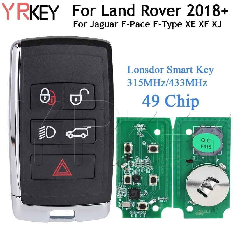 

Автомобильный ключ Lonsdor Smart Key для Land Rover LR2 LR4 Jaguar F-Pace F-Type XE XF XJ 315 МГц/433 МГц Поддержка K518 2018 2019 2020 2021