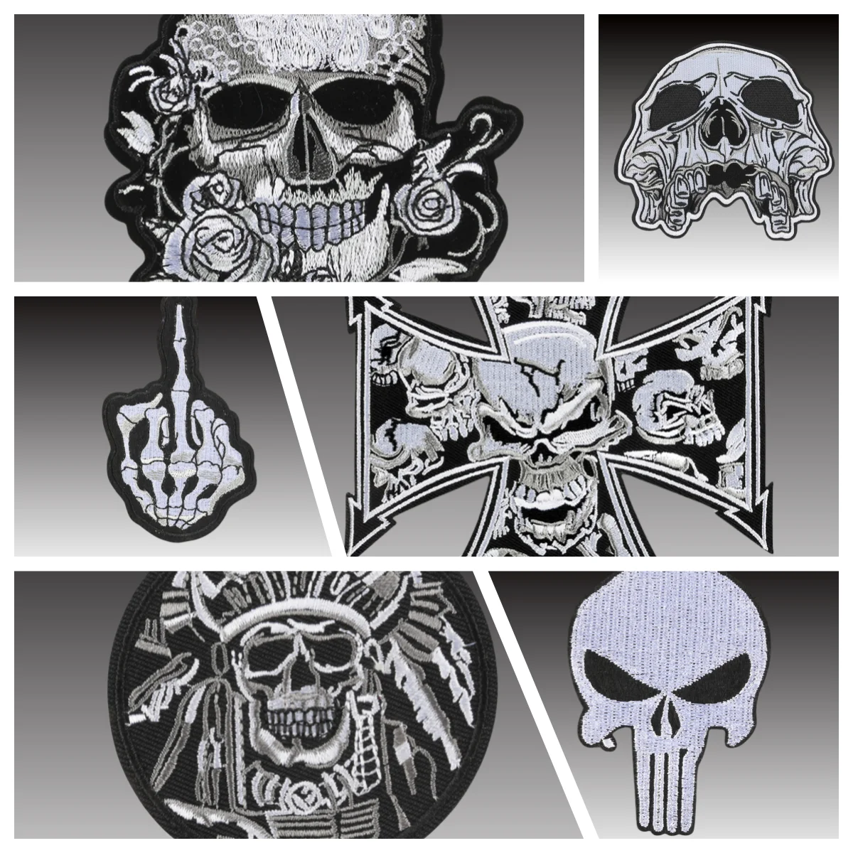 Embroidery patches for motorcycle punk style clothing, large Pacth jacket, denim stickers, large Pacth rock DIY badge