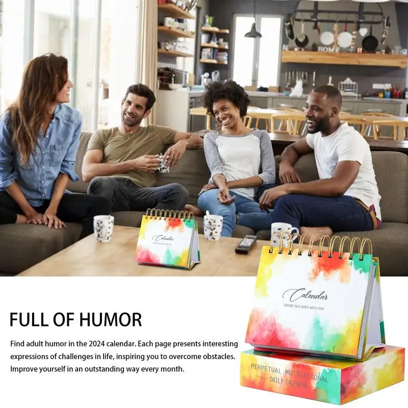 2024 Inspirational Desk Calendar Full-Color Humorous Perpetual Calendar With Daily Inspirational Quotes Positive Perpetual