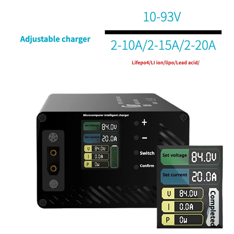 Voltage Curren Adjustable 20A 12V 24V 48V 72V 60V 84V Li-ion Lifepo4 Lithium Battery Charger 4S 8S 13S 14S  fast charger parts