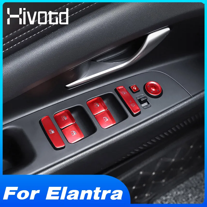 Auto Glas Knop Covers Rvs Venster Lift Knoppen Interieur Decoratie Accessoires Onderdelen Voor Hyundai Elantra 2022-2021