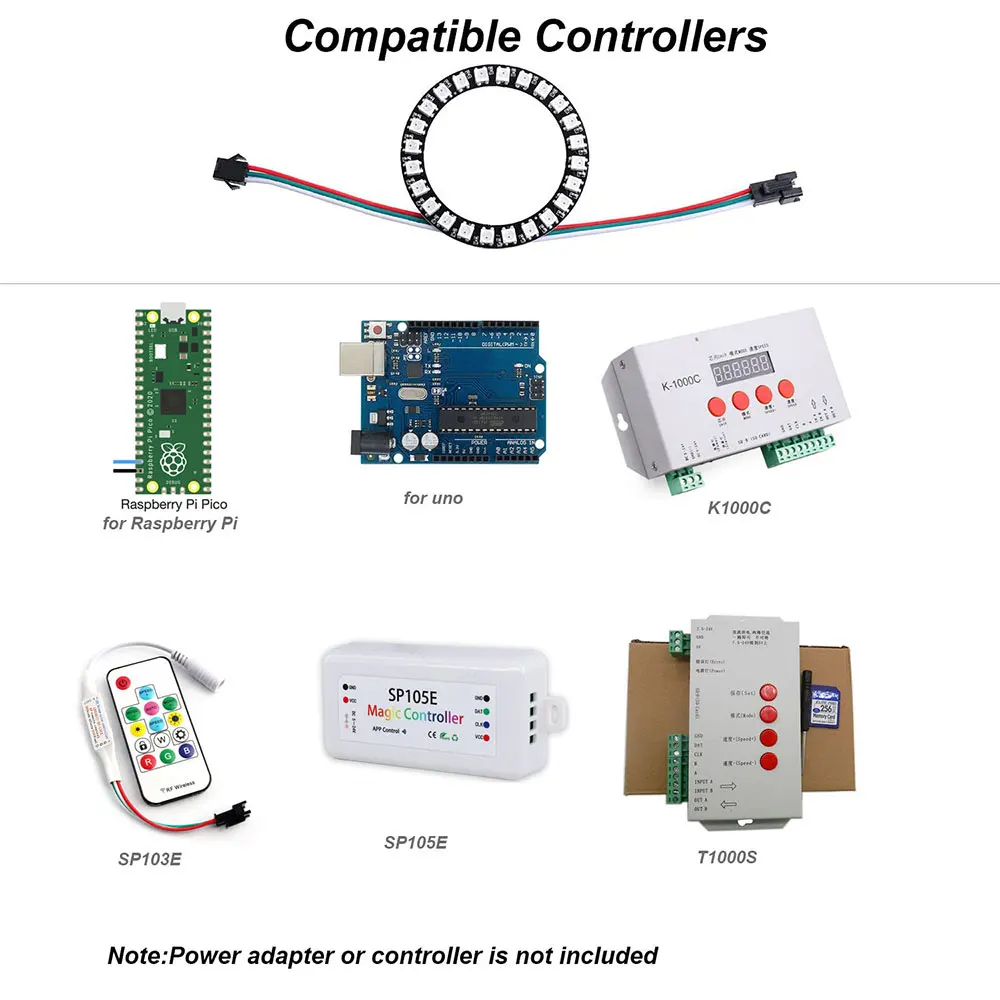 WS2812B LED RGB Ring 8/16/24/35/45LEDs WS2812 WS2811 5050 RGB LED + Integrated Driver  Individually Addressable RGB LED  Module