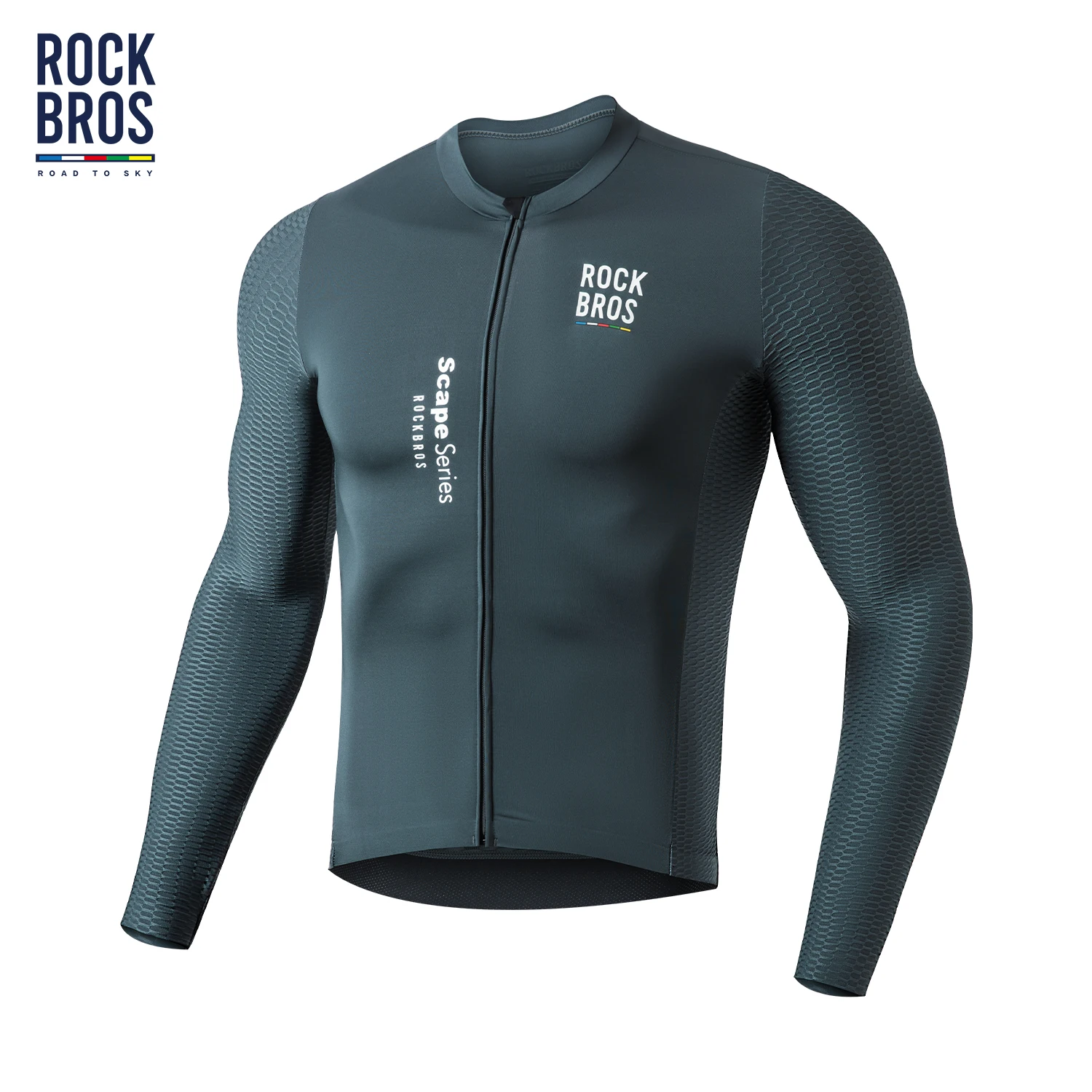 ROCKBROS Men's Cycling Jersey Breathable Long Sleeve Cycling Racing Tops with Pocket Summer Lightweight MTB Road Cycling Shirt