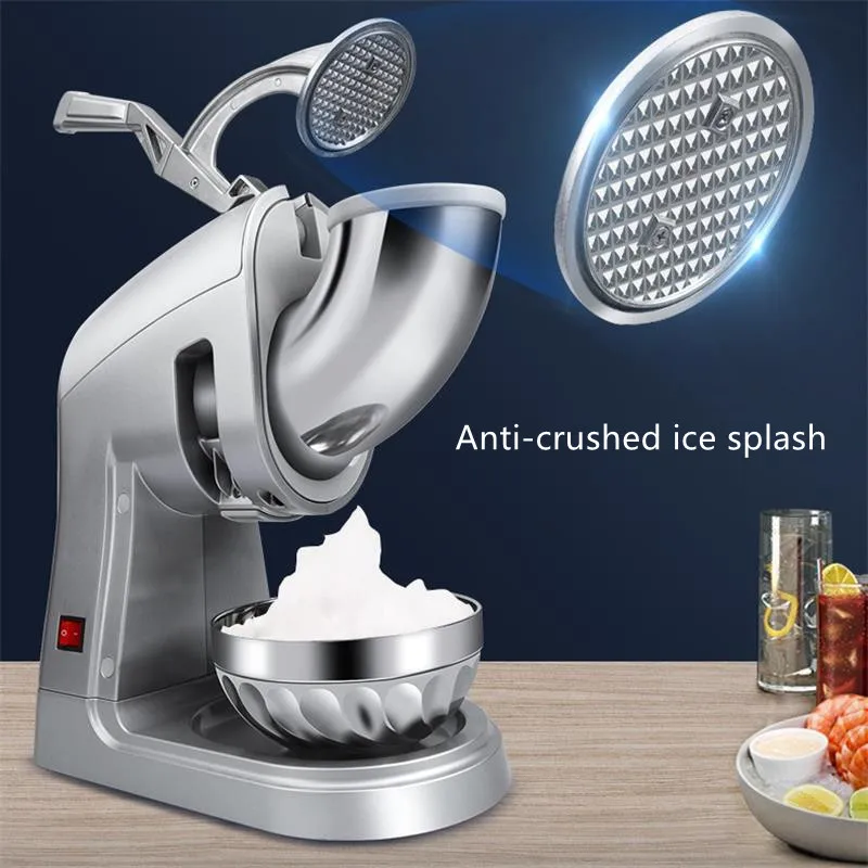 Ice Crusher Electric Shaved Ice Machine Commercial Ice Machine Household Small Double-knife High-power Smoothie Machine 220V