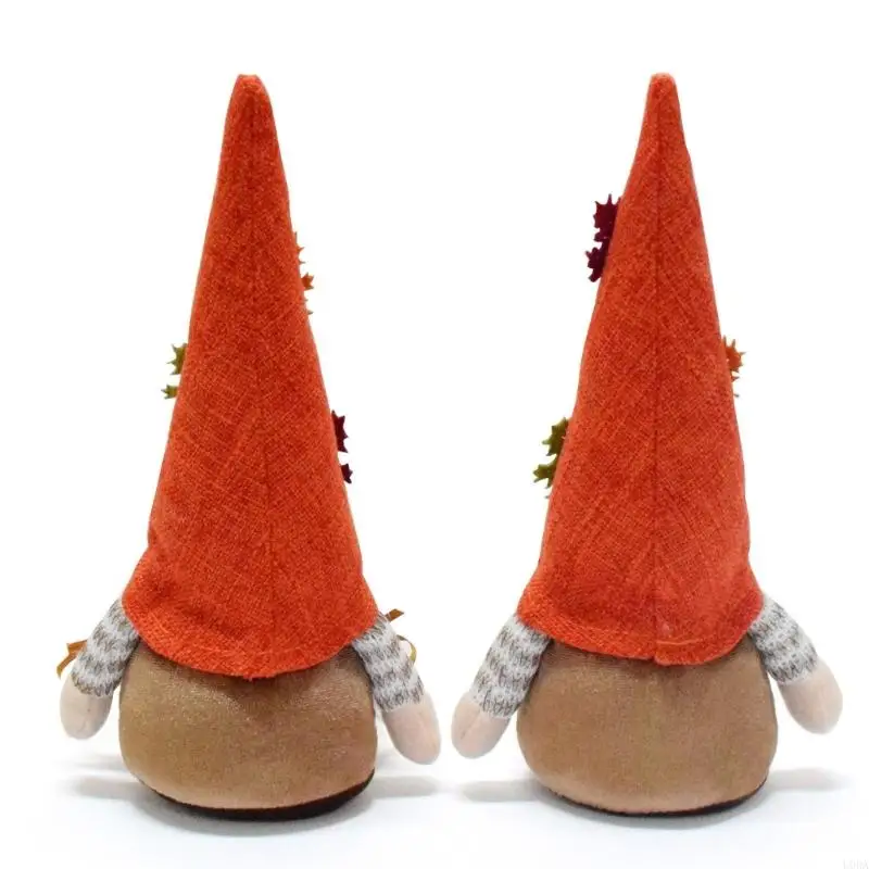 Seasonal Autumn Gnomes Plushes Doll Handmade Fabric Crafts Autumn Maple Leaf Inspireds Décors For Mantle Bookshelfs