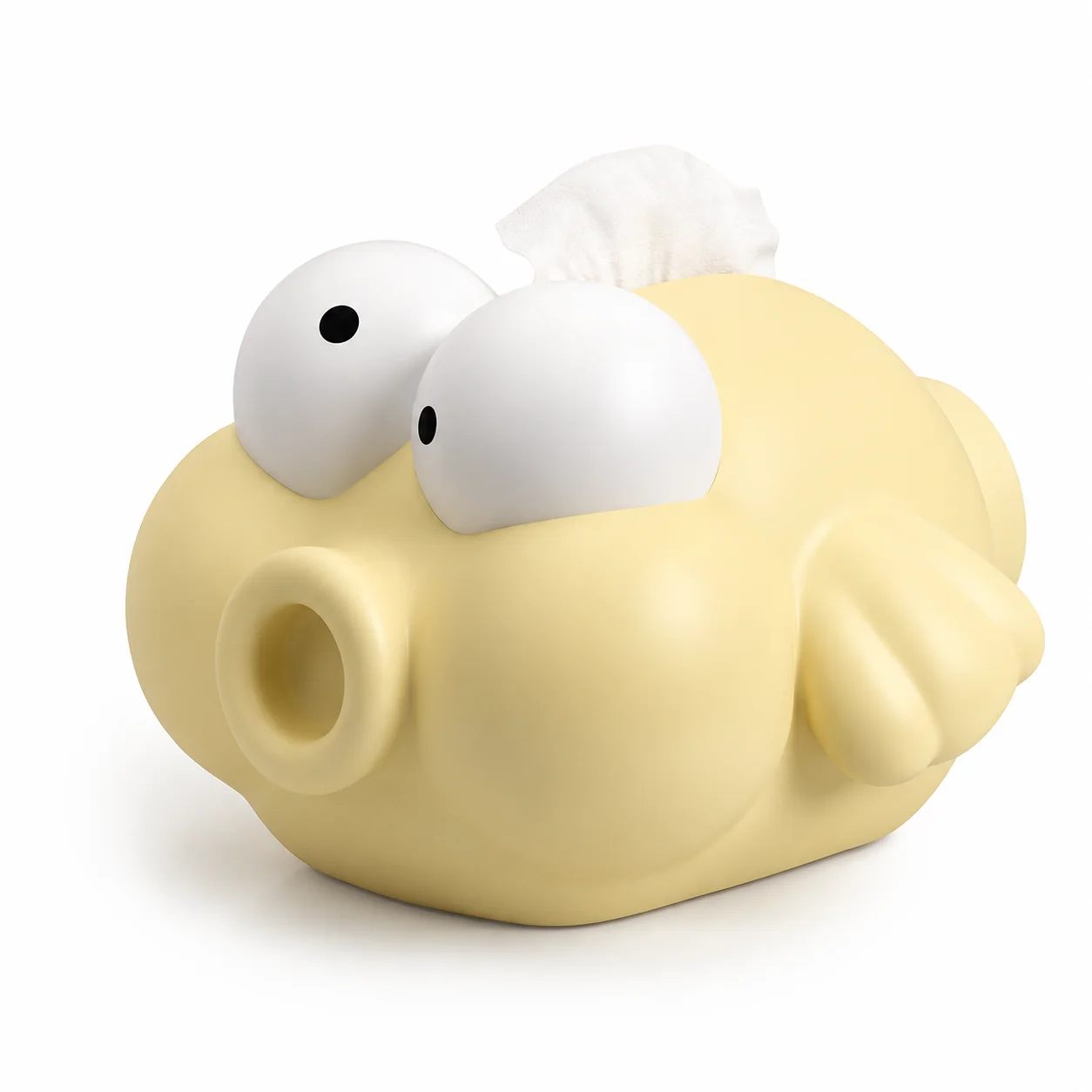 Quirky bulging-eyed cartoon small fish tissue box, creamy style creative tissue box ornament, light luxury tissue box decoration