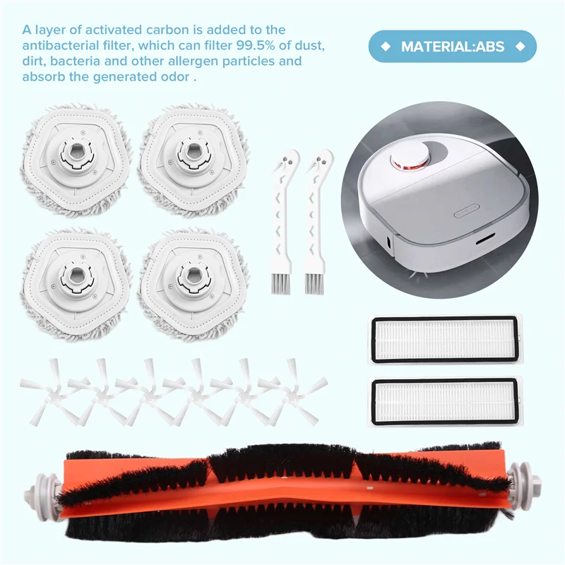 A98G-استبدال الملحقات ل Dreame W10/W10pro جهاز آلي لتنظيف الأتربة فرشاة رئيسية الجانب فرشاة تصفية حامل الممسحة