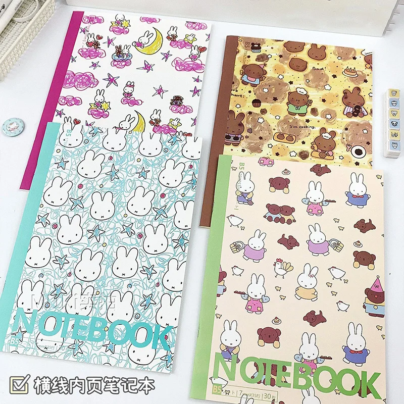 Kawaii Miffy Series B5 Notebook Cartoon Rabbit Notepad Student Campus Office Underline Lined Notebook Creativity Stationery Gift