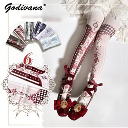 Lolita Print Pantyhose New Autumn Original Royal Wind Vintage Christmas Long Socks Girl Women's Lo Socks Stocking Tights