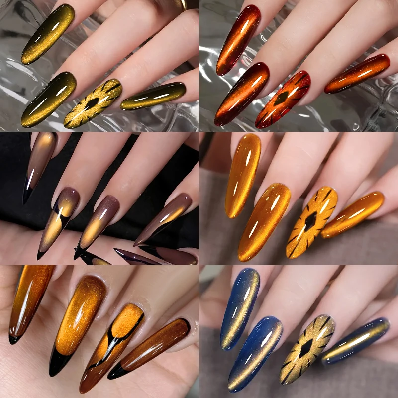 7 ml Cat Eye Nail Trends 2025 Holografische Nail Art 6 Kleuren Reflecterende Cat's Eye Magnetische Nagelgel Inweken LED Gel Salon