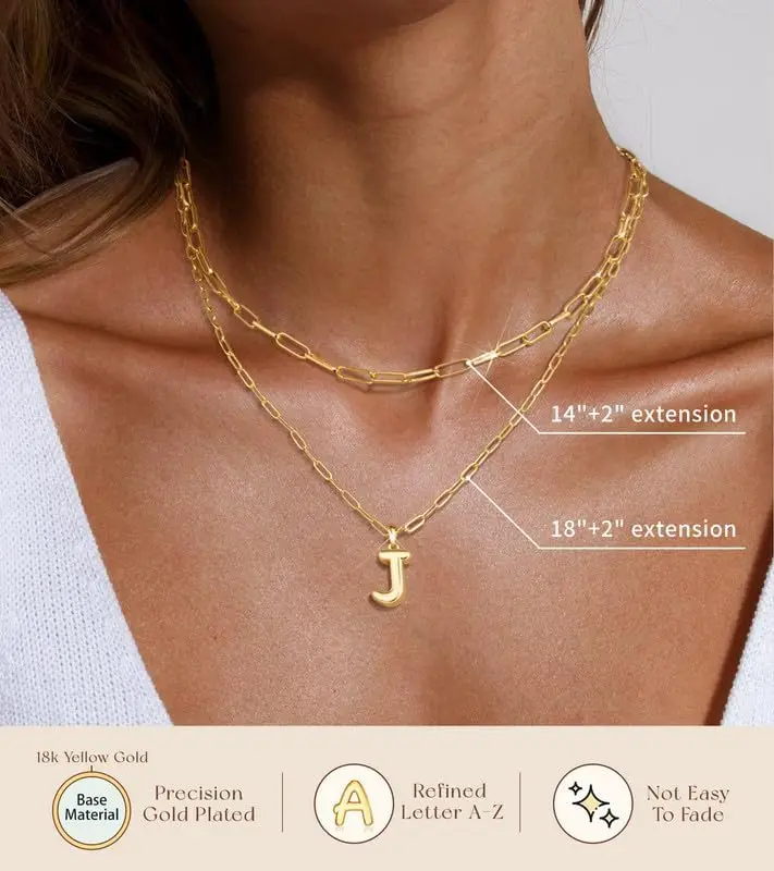 NUyi золотое ожерелье для женщин многослойное ожерелье с пузырьками и буквами для женщин модные ювелирные изделия 18-каратное позолоченное цепочка массивное имя