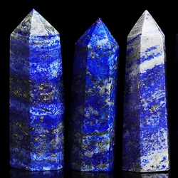 Lapis Lazuli Stone Single Pointed Hexagonal Prism Lazuli Stone Point Wand Tower Home Decoration Gifts Crystal Crafts Ornament
