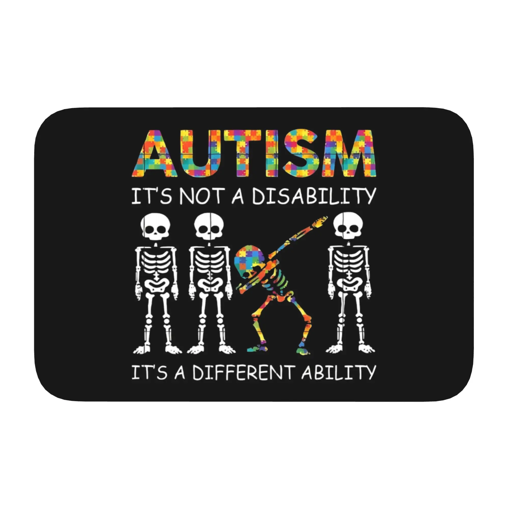 Custom Skull Autism Skeleton  Doormat Anti-Slip Entrance Kitchen Bath Floor Door Mat  Toilet Carpet Rug