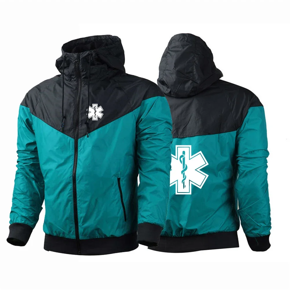 

2024 New EMT Paramedic Emergency Medical Customize Zipper Jackets Print Sport Man Harajuku Windbreaker Hooded Five Color Hoodie