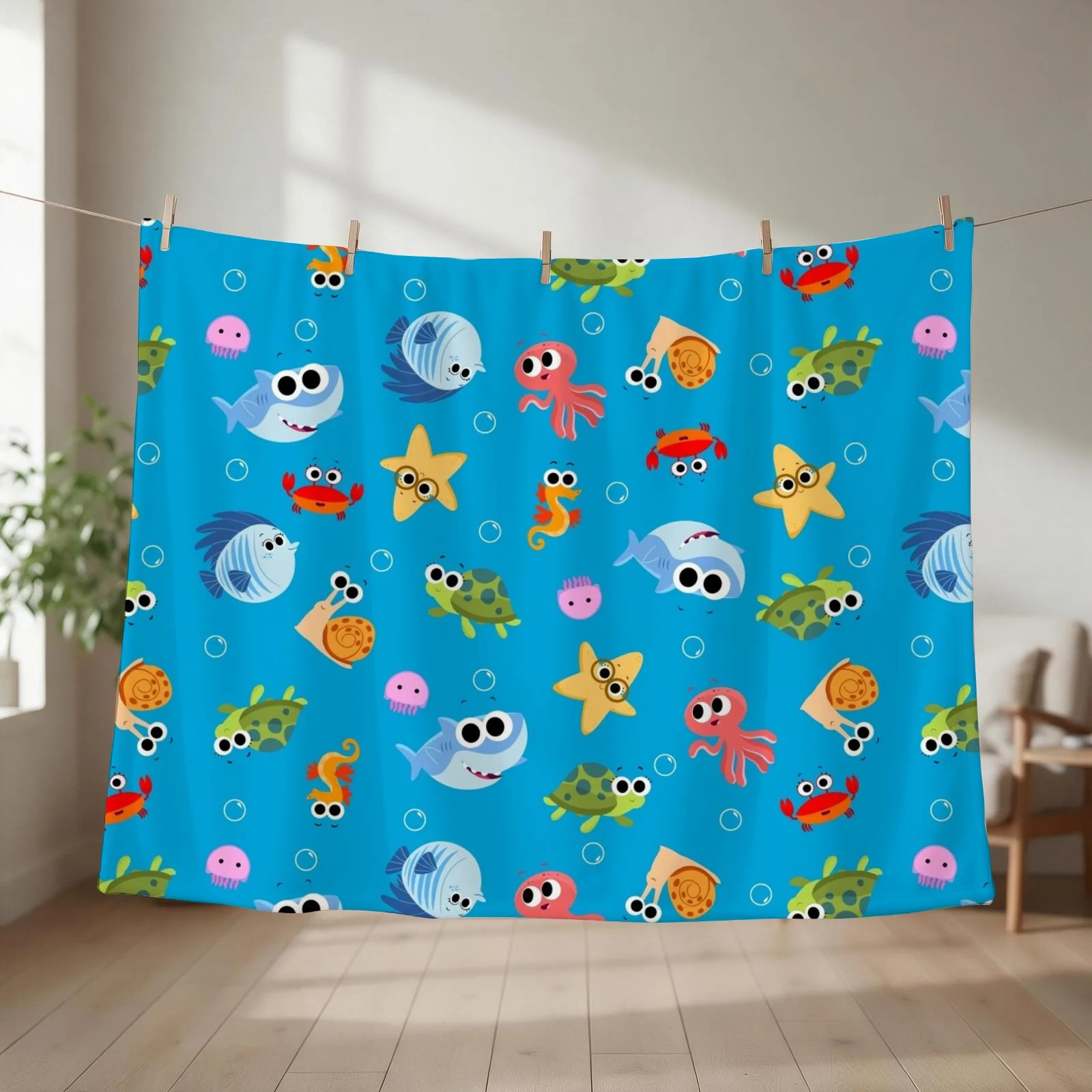 Finny The Shark Pattern 01 Throw Blanket Soft Beds For Baby Luxury Custom Blankets