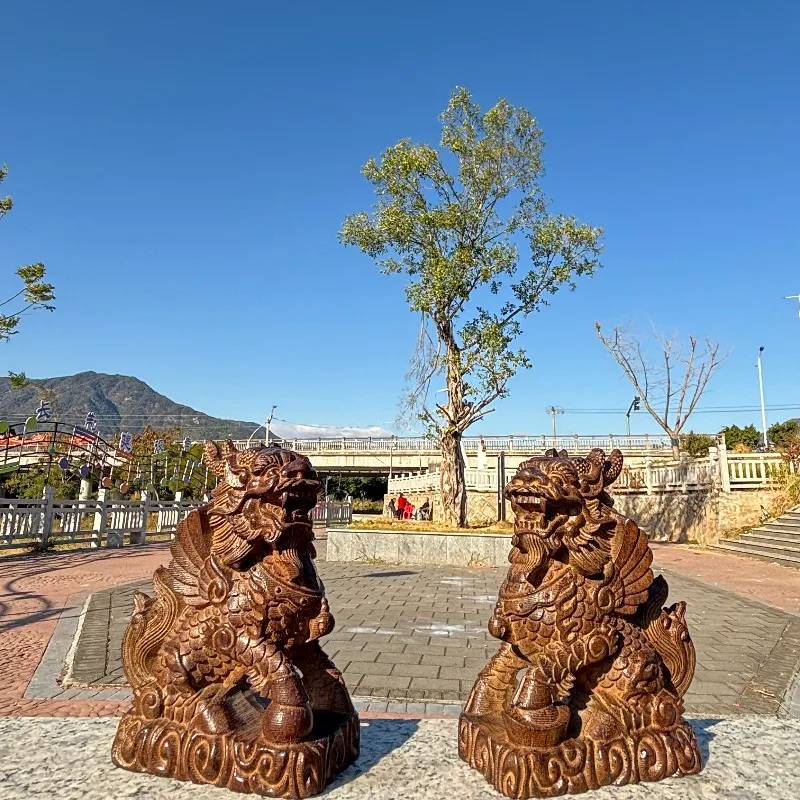 Hand-Carved Premium Agarwood Kirin Statue - 4.4