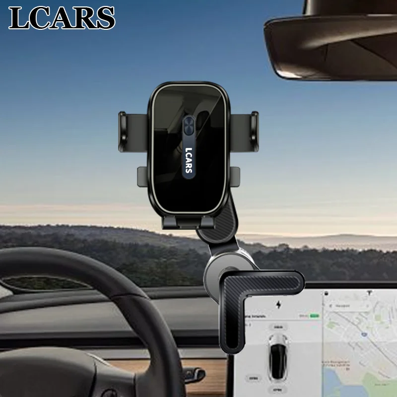 Car Mobile Phone Holder Can Be Rotated and Suitable for Tesla Model3 Modely and Other New Energy Vehicle Suspension Screen Central Control Screen Special Clamping Support Bracket