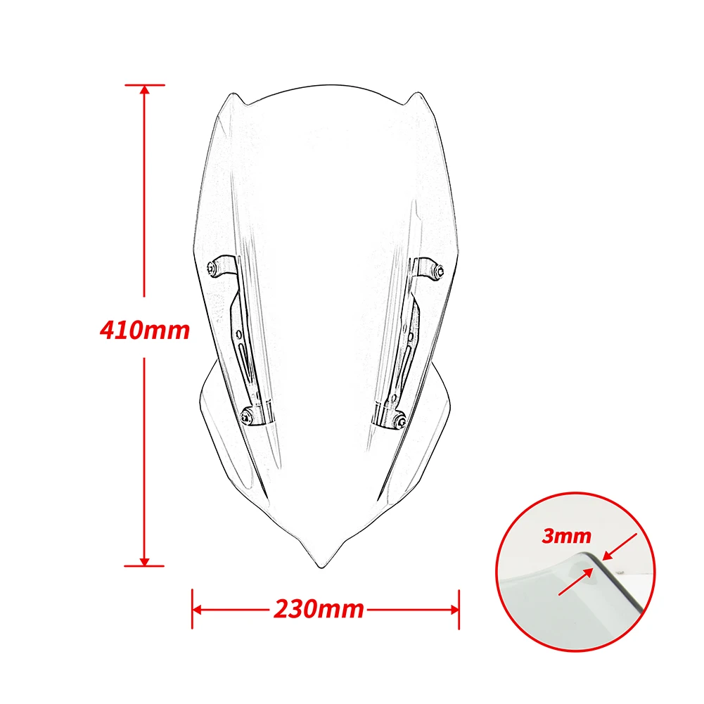 Z250 z400 Windschutz scheibe Windschutz scheibe für kawasaki z 2019 2015-2018 Motorrad Windabweiser Schild mit Halterung Zubehör