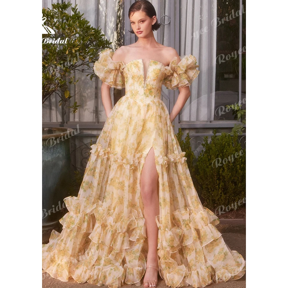 Roycebridal Blumenmuster Tüll Abendkleid 2026 A-Linie Abendkleid mit Hohem Schlitz Jugendliches Formelles Kleid Maßgeschneidertes Teenager-Festkleid