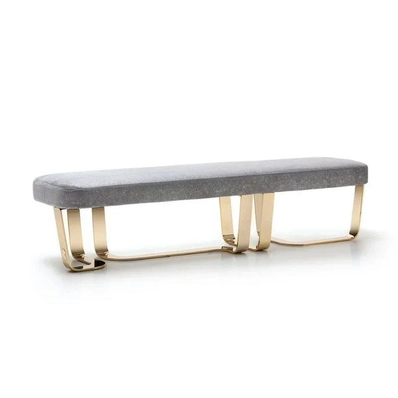 

Italian light luxury bedroom bedside stool fabric bench household living room bedside sofa stool