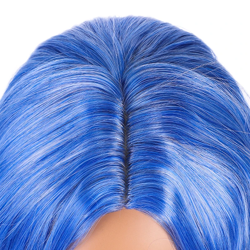 Amazon Best-Selling Cross-Border Wig, European and American Holiday Cosplay Wavy Blue Short Curly Hair Synthetic Wig Hairpiece