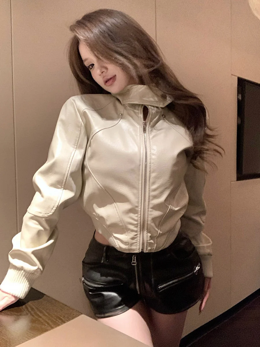 

Американская ретро-мотоциклетная куртка для женщин: дизайнерская сенсация, пальто из искусственной кожи, весна 2026, модный тренд