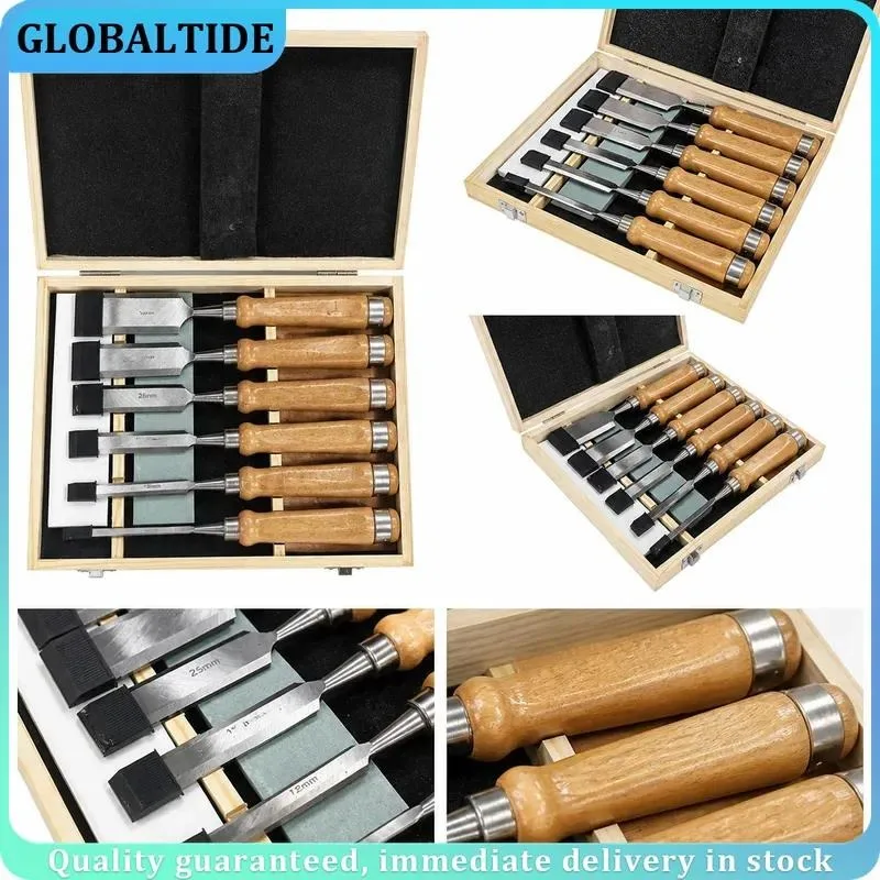10pcs Woodworking Chisel Set Flat Sharp Alloy Head Beech Handle Basic Carving Tools for Wood Craft DIY