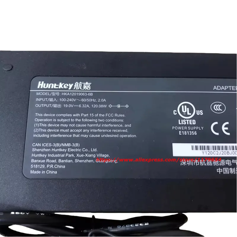 New Genuine Huntkey 19V 6.32A 120W HKA12019063-6B 6C Laptop AC Adapter Charger for Intel NUC NUC6i7KYK  Power Supply HDZ1201-3C