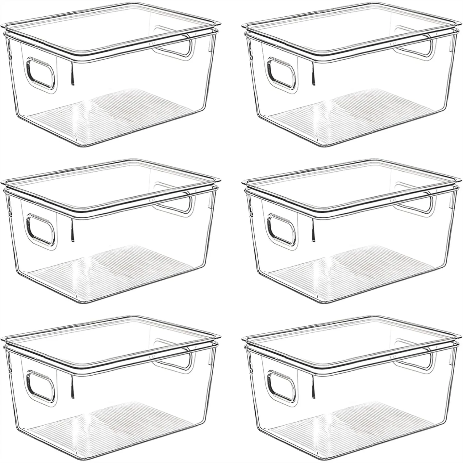 

Clear Plastic Storage Bins with Lids, Stackable Fridge Organizer, Kitchen Cabinet Pantry Containers, BPA-Free