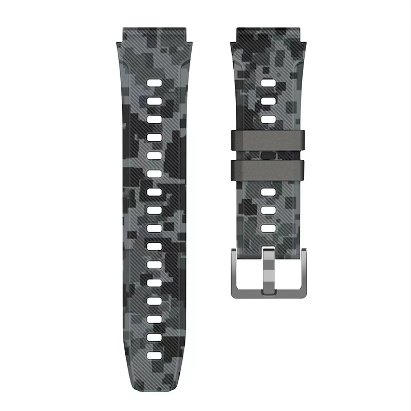 22mm Soft Silicone Band For Watch Adjustable Watch Strap Sport Wristband Bracelet Accessories Camouflage Black C20Pro Watch Band