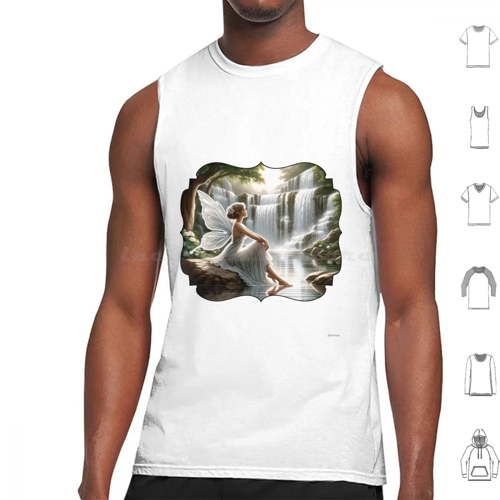

Wondrous Waterfall Fairy Tank Tops Print Cotton Fairy Waterfall Wonder Wondrous Water Magical