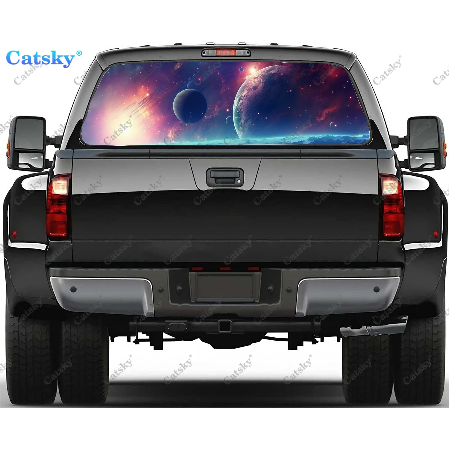 

Fantasy Planets and Galaxies Rear Window Decal Fit Pickup,Truck,Car Universal See Through Perforated Back Windows Vinyl Sticker