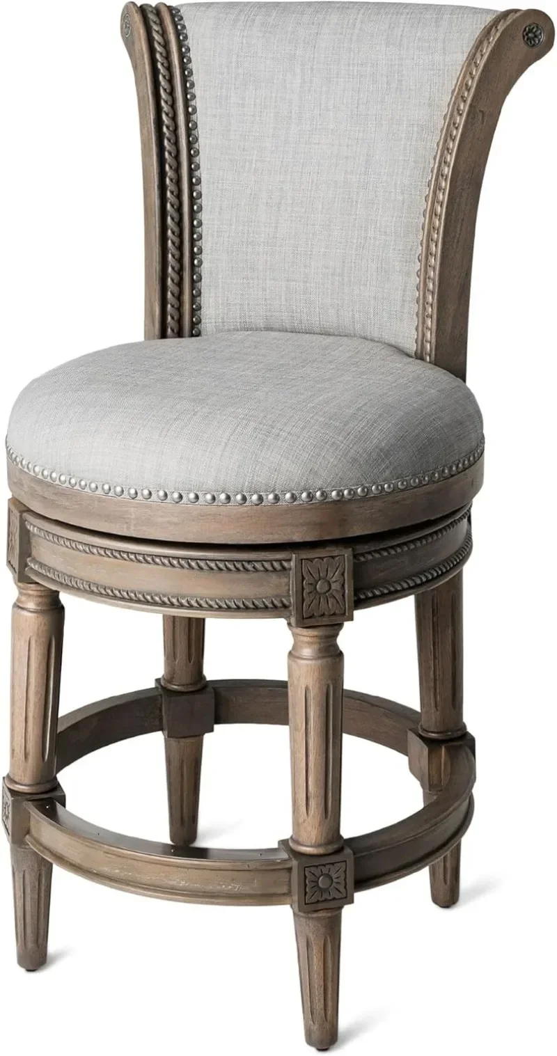 

Great deal.new Pullman 26 Inch Tall Counter Height Upholstered Barstool with Back in Reclaimed Oak with Ash Grey Fabric Cushion