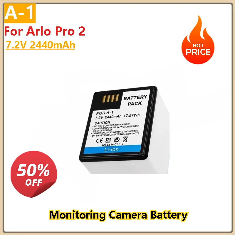 

Brand New High Quality 7.2V 2440mAh Monitoring Camera Battery A1 A-1 for Arlo Pro 2 Rechargeable Battery