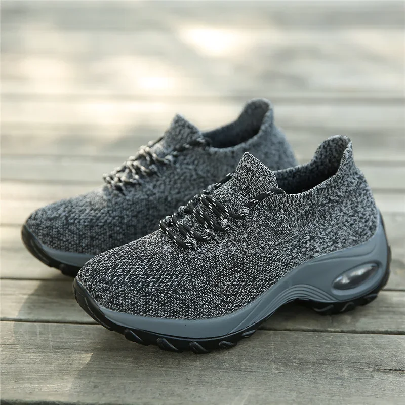Women's Walking Shoes Air Cushion Thick Bottom Women Sock Sneakers Fashion Lightweight Breathable  Casual Shoes