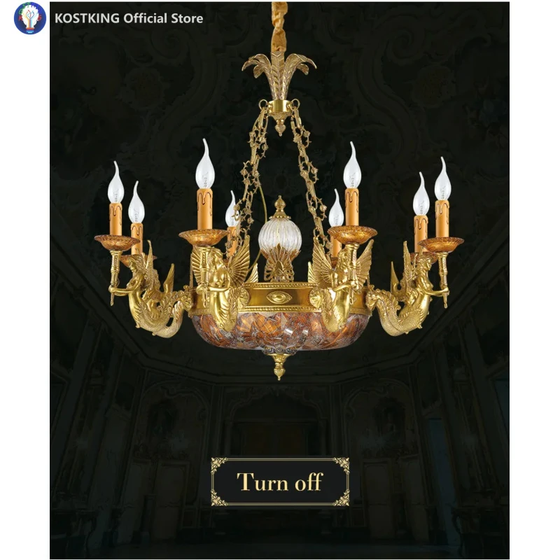 High Quality European Style Brass Decorative Chandelier, Suited For Villa Living, Hotel Bedroom, Restaurant And Staircase Aisl