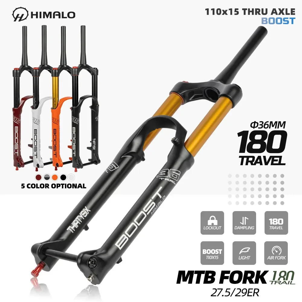 HIMALO Suspension Fork DH AM Down Hill Thru Axle Boost 110MM*15MM Travel 180MM Mountain Bike MTB AIR Fork Bicycle Part