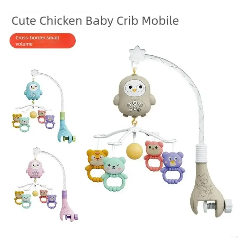 Mobile berceau d'animal dessin animé pour bébé, développement sensoriel auditif, hochet rotatif, jouet suspendu pour le