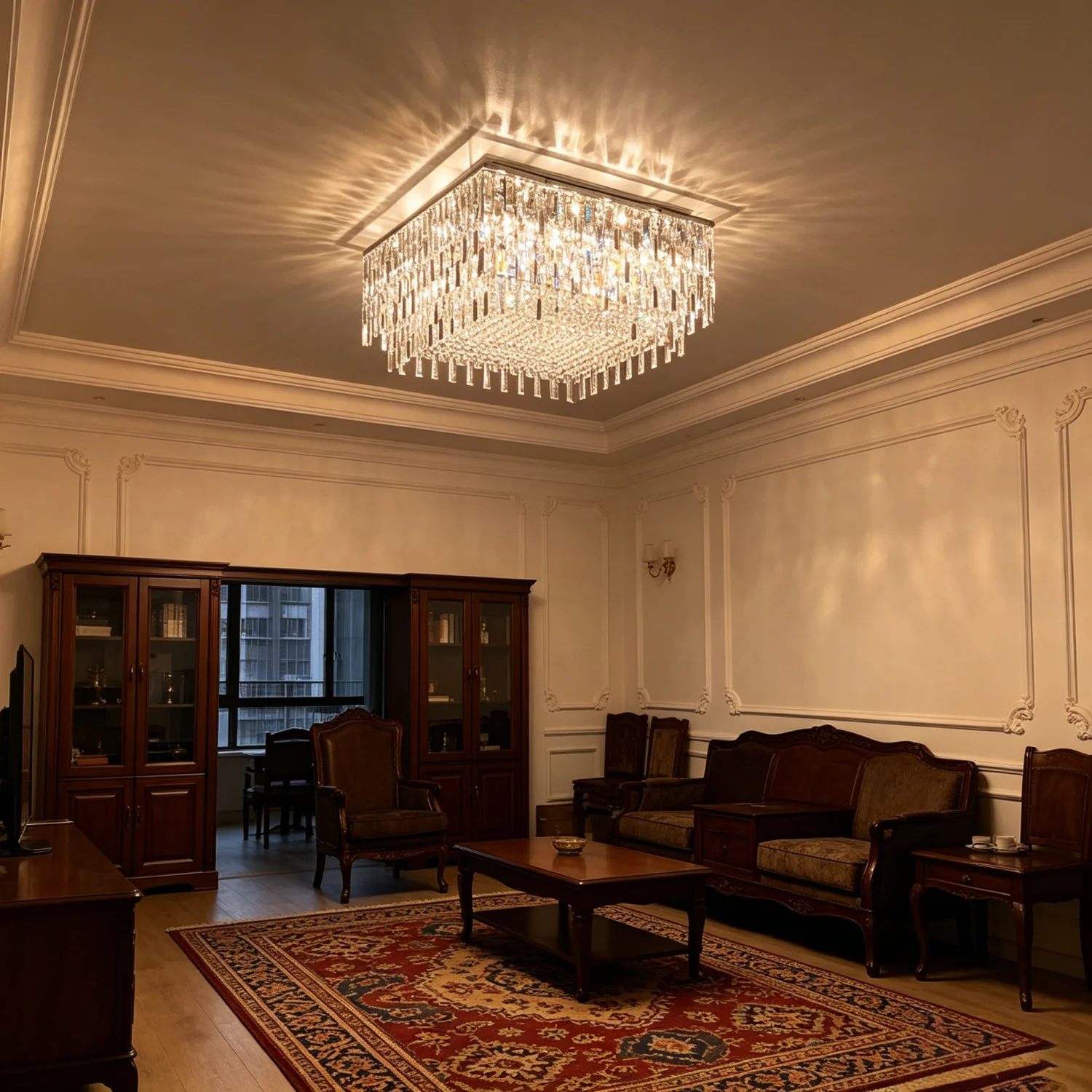 Independent Villa Living Room K9 Crystal Ceiling Lamp Modern Simple Light Luxury Bedroom Square High Quality Hot Selling Lamps