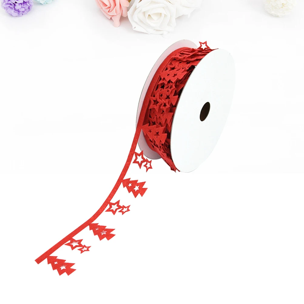 

10M 3.5cm Red Christmas Tree Five-Pointed Star Ribbon Premium Decorative Fabric Bright Festive Xmas Gift Wrap Party Decoration