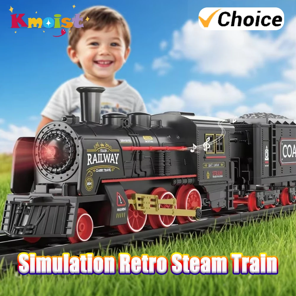 

Классический электропоезд, детские игрушки, сборка, железнодорожный набор, имитация ретро паровой дорожки, легкая музыкальная игрушка для детей, подарки