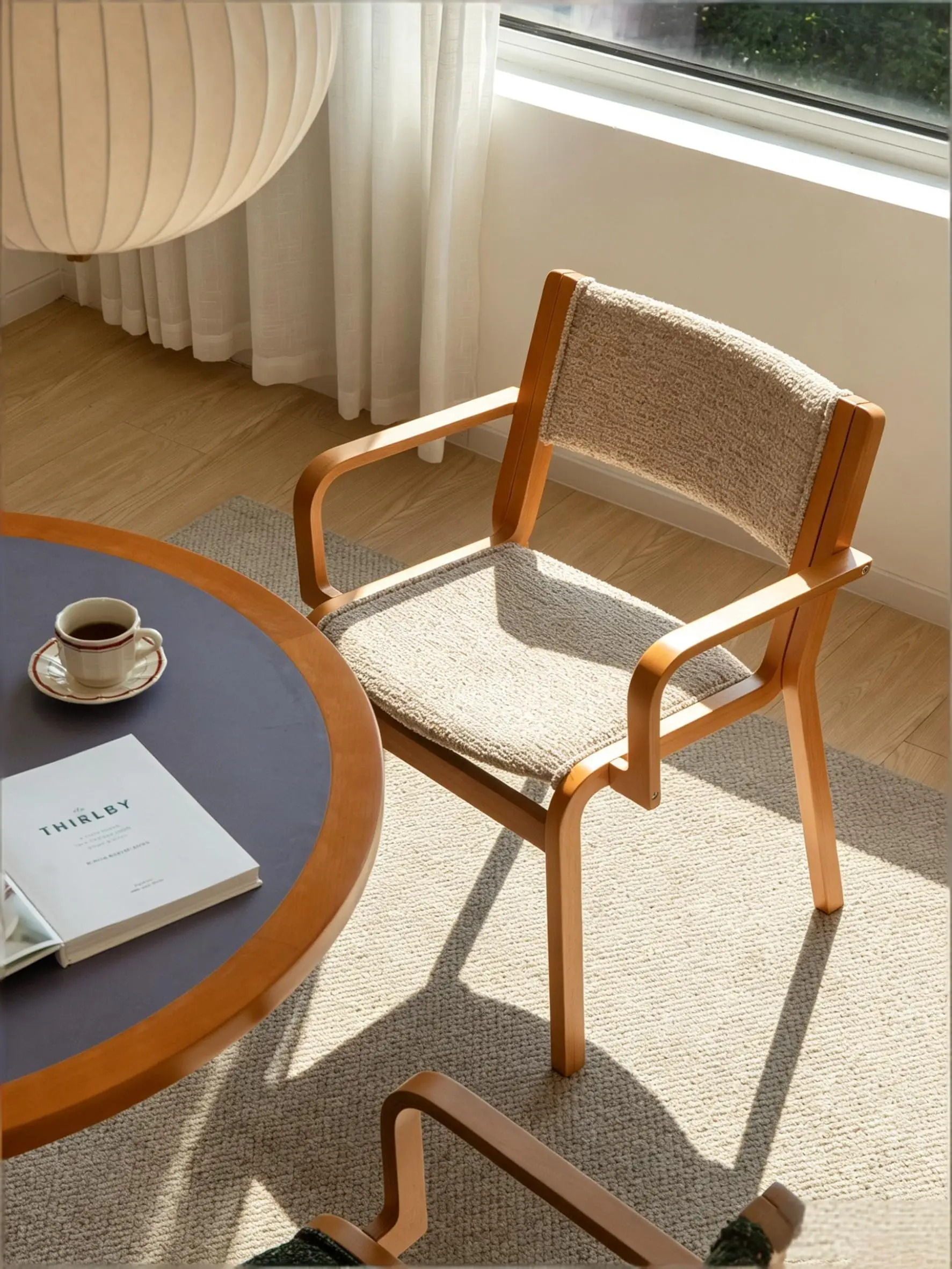 

Retro Solid Wood Backrest Dining Chair Use for Study Desk Vintage Armchair for Living Room and Bedroom