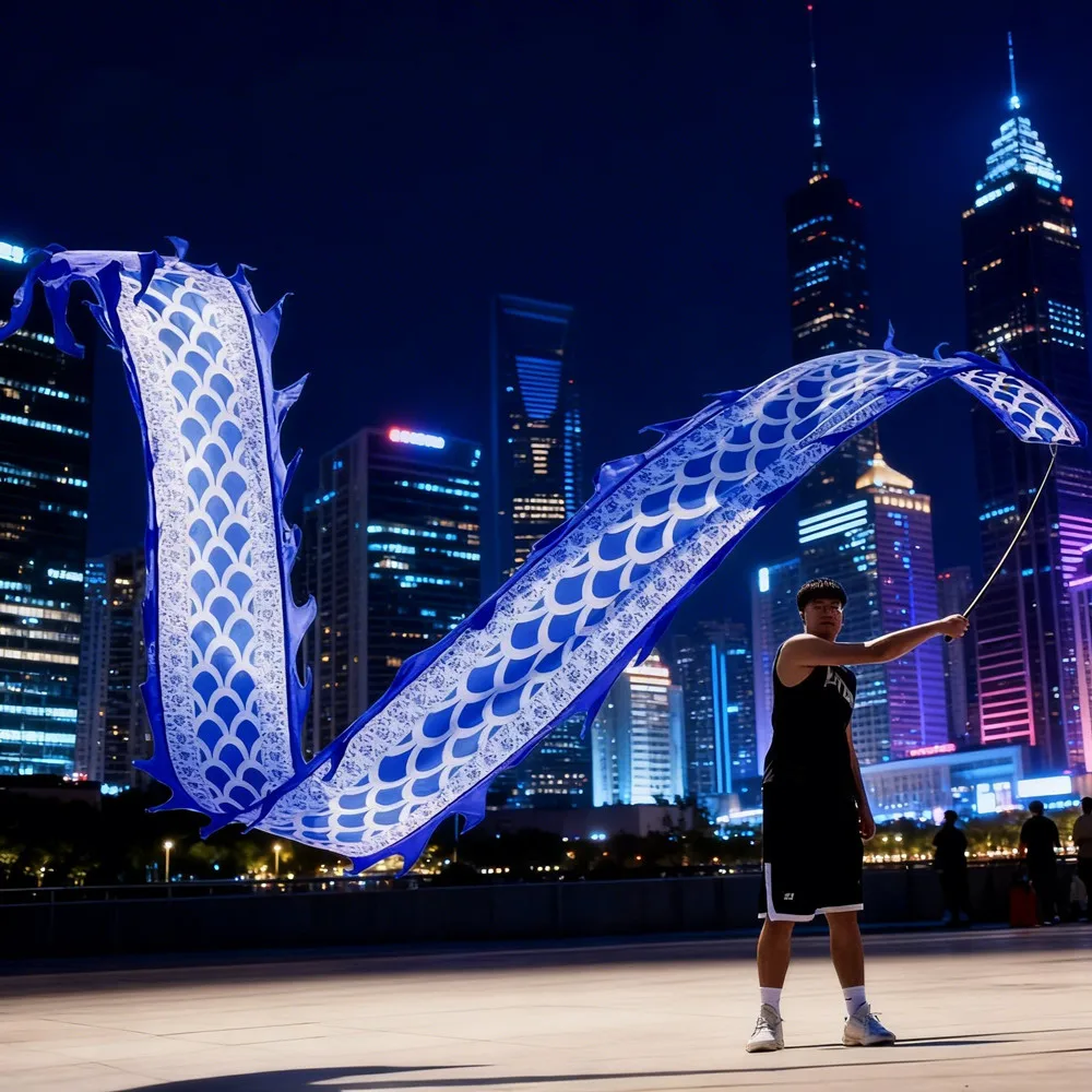 

Моющиеся сине-белые фарфоровые изделия для танца дракона, для одного человека, для квадратного фитнеса, подарки на Драконий фестиваль, игрушки, реквизит для танца с лентами